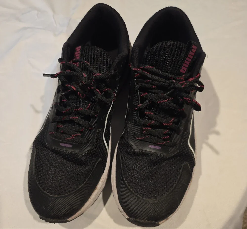 Puma Black Sneakers with Pink Accents